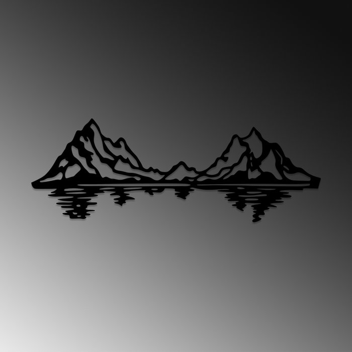 Wallity Mountains Escultura de Pared de Metal Negra